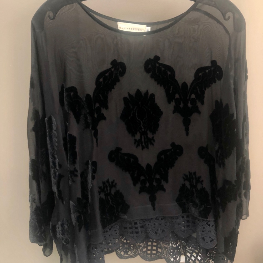 Velvet burnout, sheer top